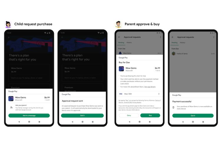 Google Play కొనుగోలు అభ్యర్థనలు